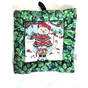 VINTAGE FRANCO Christmas Cat Country Cottage HOT PAD POTHOLDER